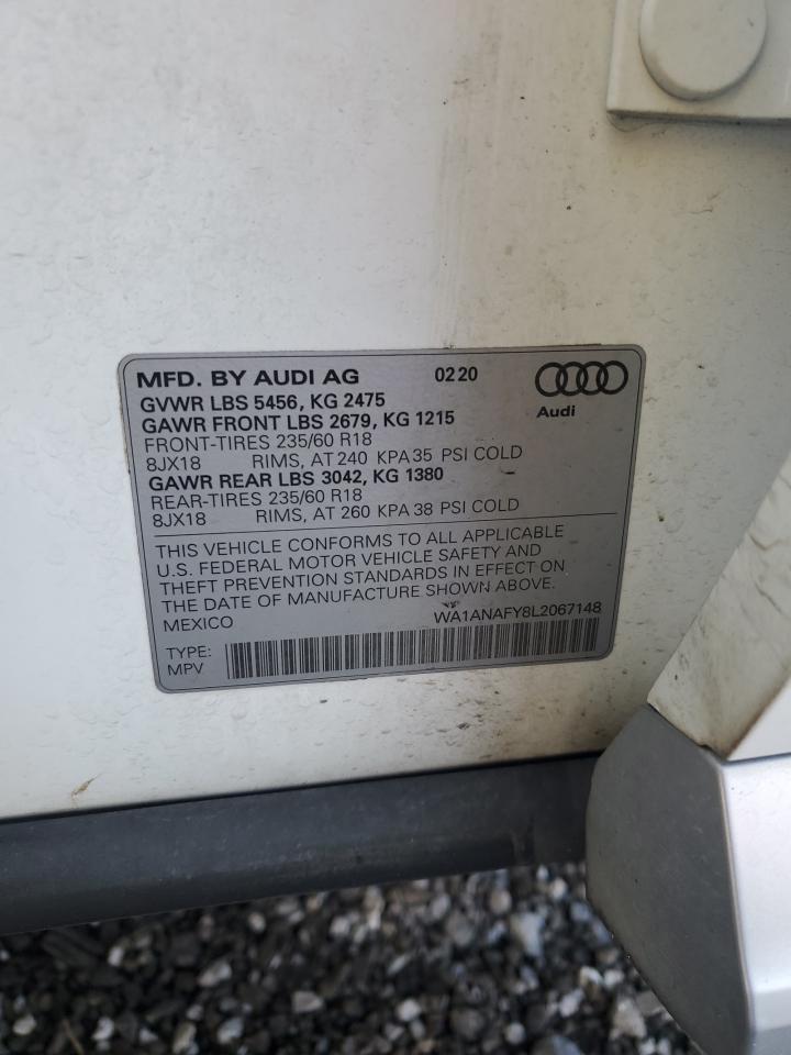 2020 Audi Q5 Premium VIN: WA1ANAFY8L2067148 Lot: 56954795