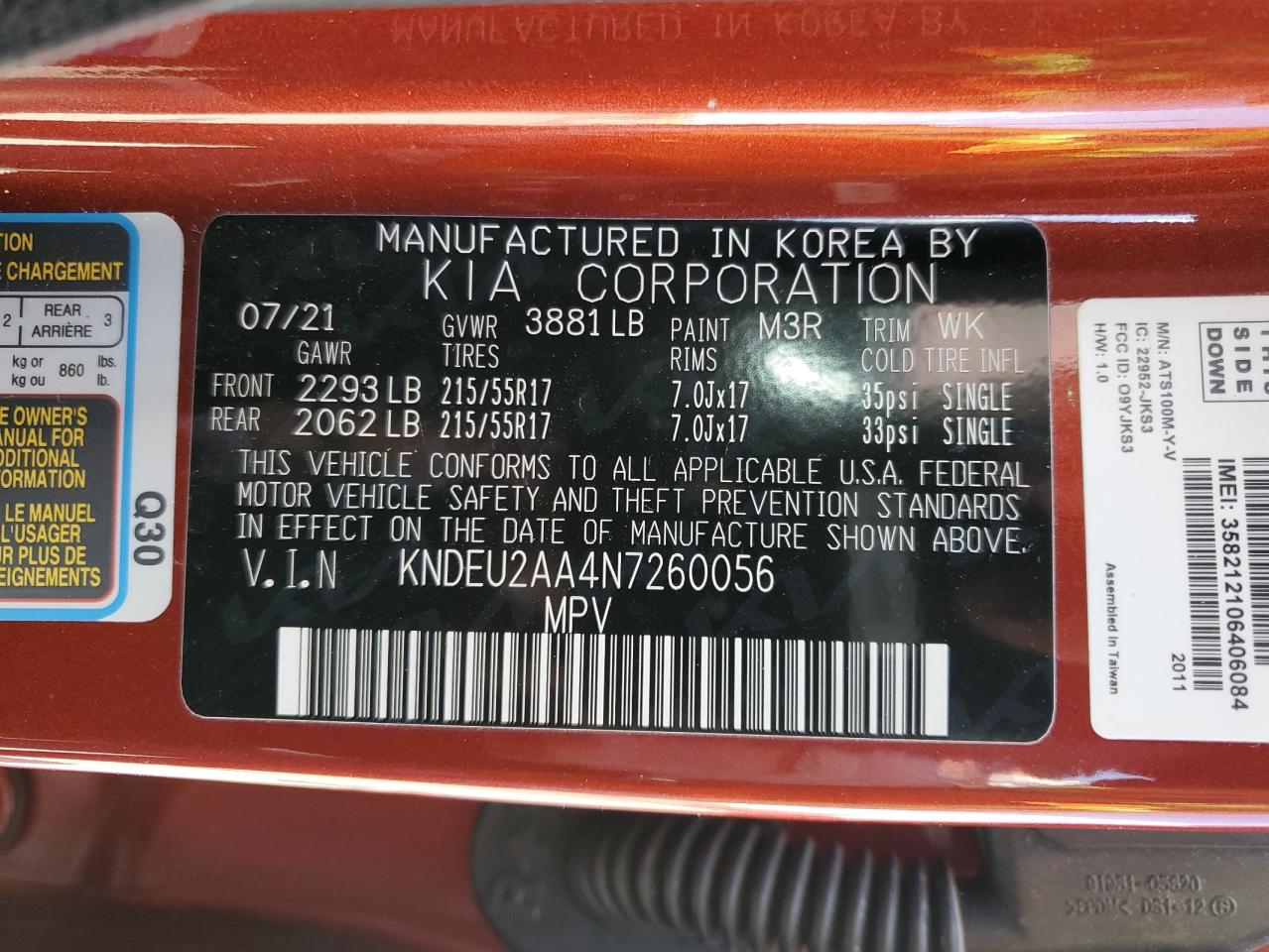2022 Kia Seltos S VIN: KNDEU2AA4N7260056 Lot: 56987865
