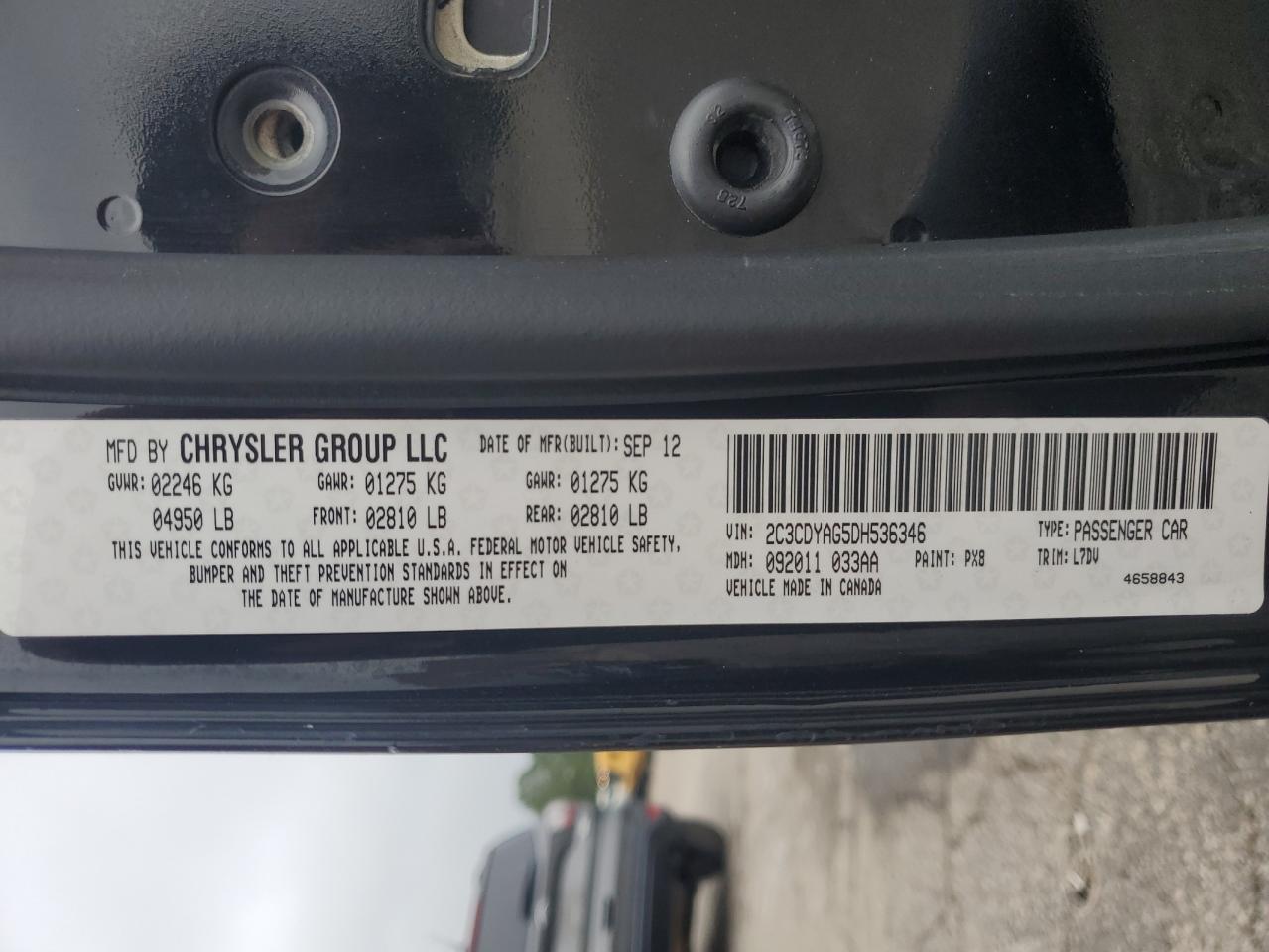 2013 Dodge Challenger Sxt VIN: 2C3CDYAG5DH536346 Lot: 58349435