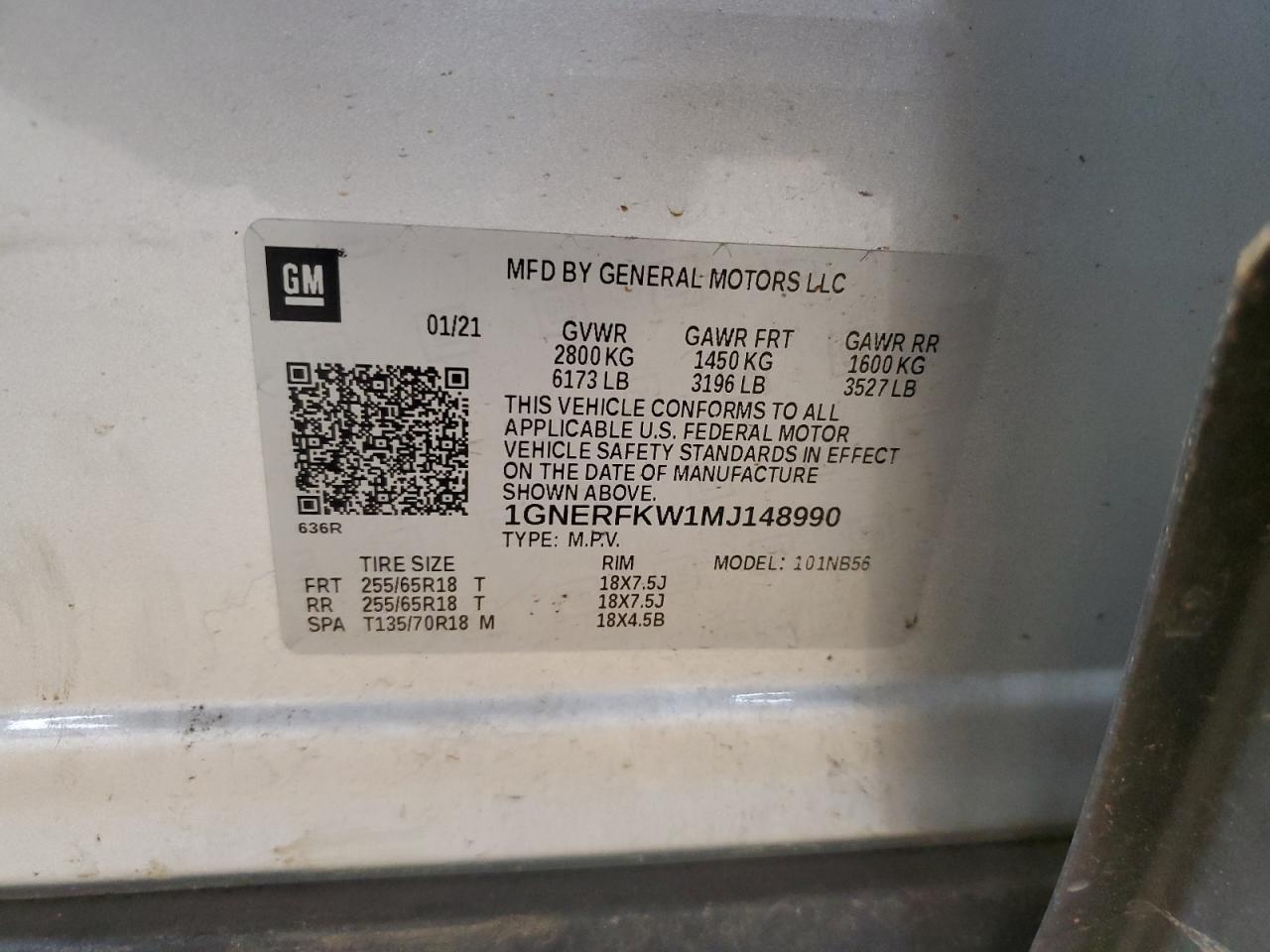 2021 Chevrolet Traverse Ls VIN: 1GNERFKW1MJ148990 Lot: 57336425