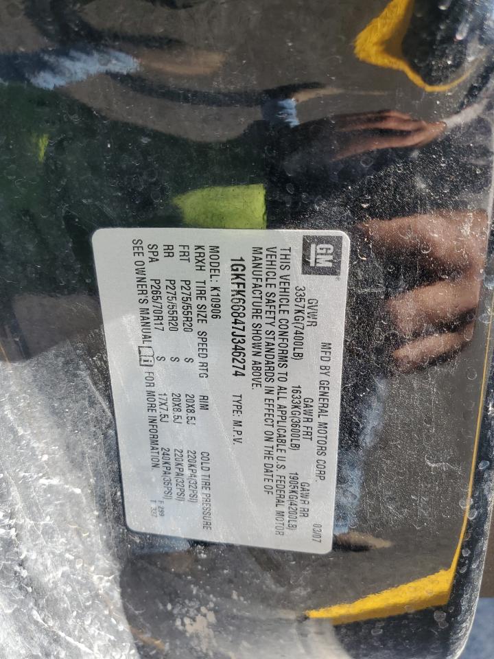 2007 GMC Yukon Xl Denali VIN: 1GKFK66847J346274 Lot: 57979115