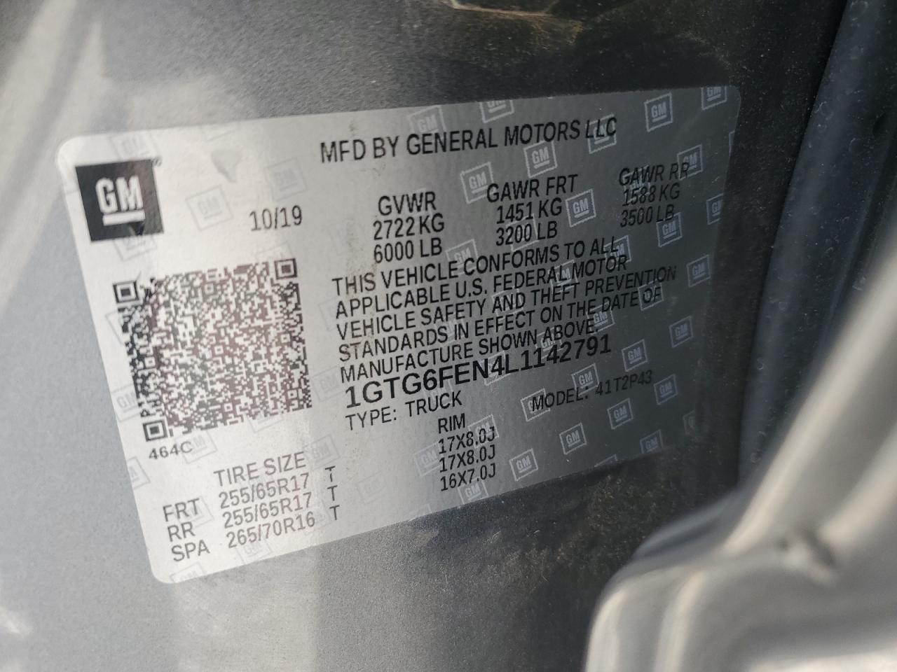 2020 Chevrolet Colorado Z71 VIN: 1GCGSDEN7L1142185 Lot: 57342705
