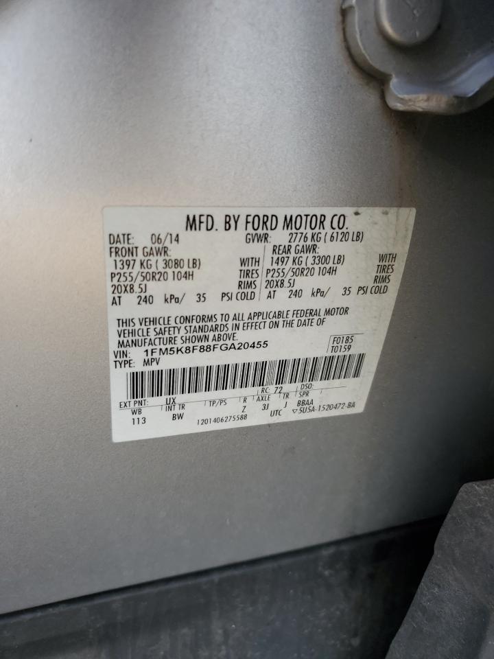 2015 Ford Explorer Limited VIN: 1FM5K8F88FGA20455 Lot: 56973205