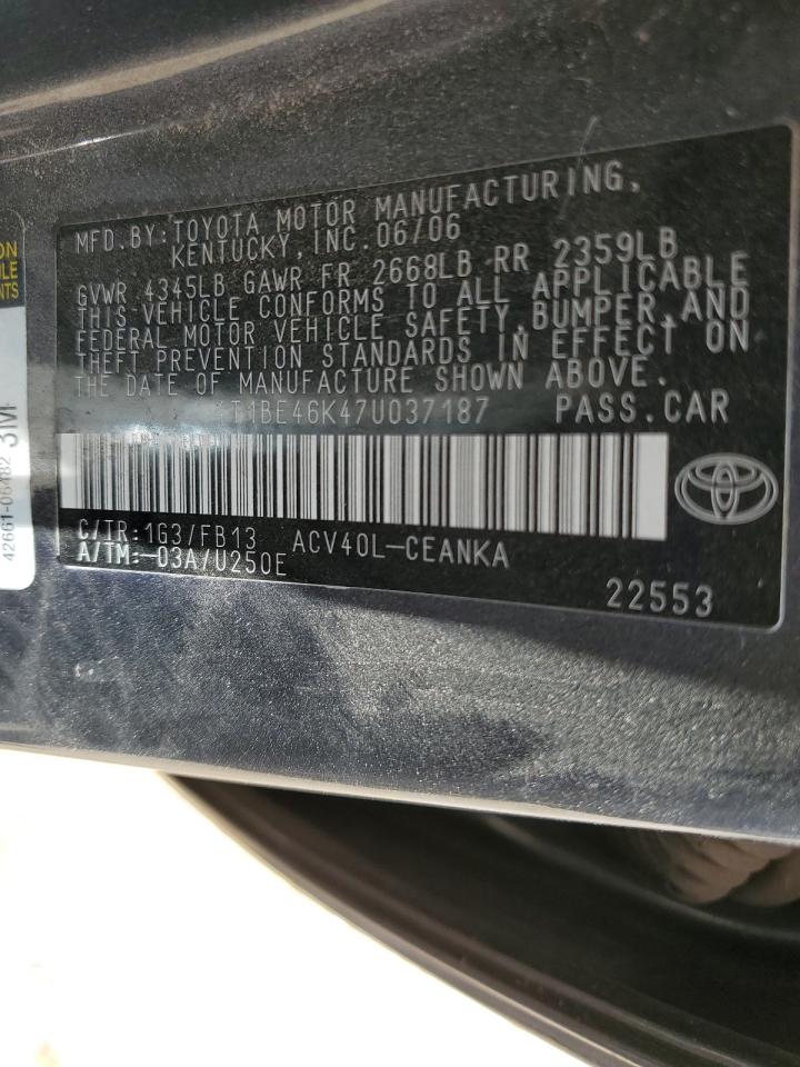 2007 Toyota Camry Ce VIN: 4T1BE46K47U037187 Lot: 53399375