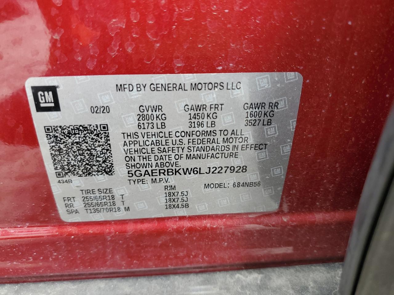 2020 Buick Enclave Essence VIN: 5GAERBKW6LJ229228 Lot: 58416875