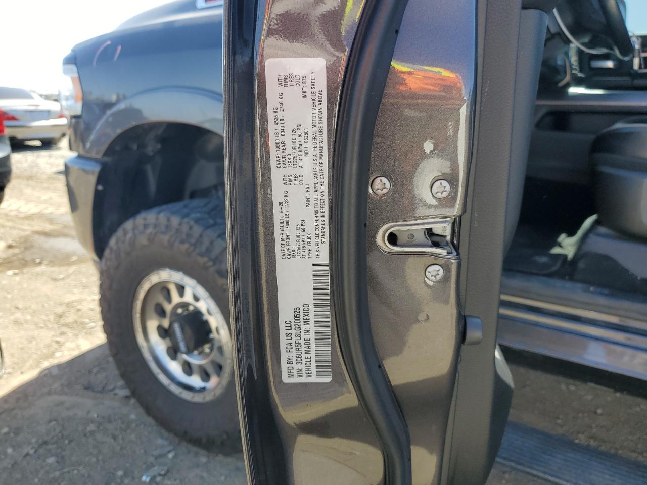 2020 Ram 2500 Laramie VIN: 3C6UR5FL8LG200525 Lot: 56985625