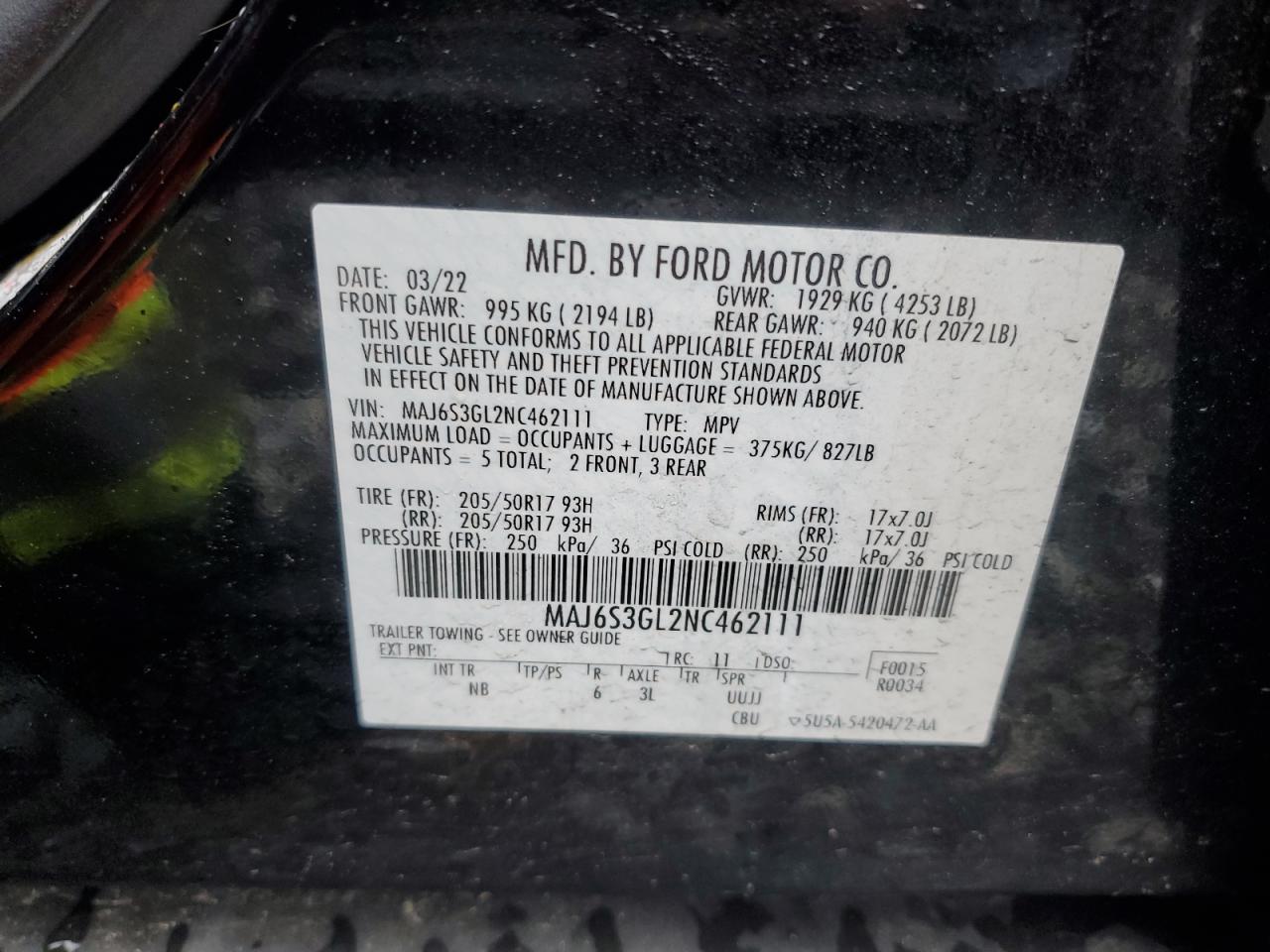 2022 Ford Ecosport Se VIN: MAJ6S3GL2NC462111 Lot: 56929145
