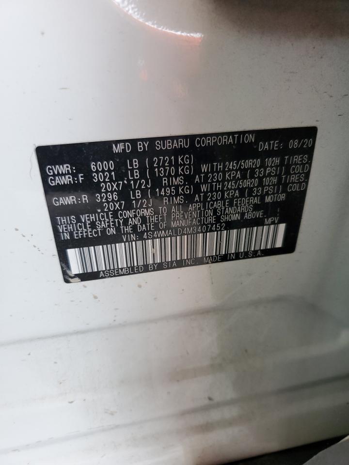 2021 Subaru Ascent Limited VIN: 4S4WMALD4M3407452 Lot: 56522275