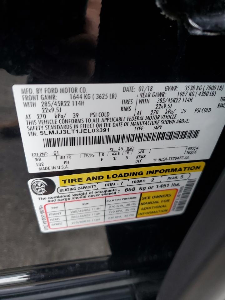 2018 Lincoln Navigator L Reserve VIN: 5LMJJ3LT1JEL03391 Lot: 56500875