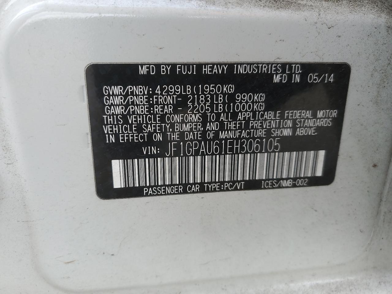 2014 Subaru Impreza Sport Limited VIN: JF1GPAU61EH306105 Lot: 56419925