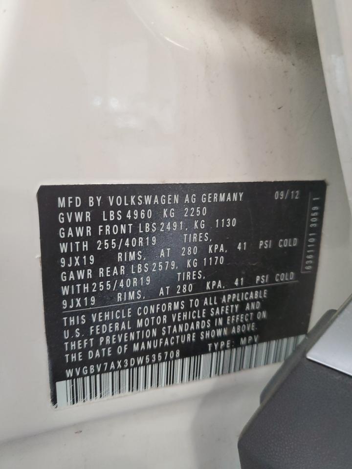 2013 Volkswagen Tiguan S VIN: WVGBV7AX3DW535708 Lot: 57055215
