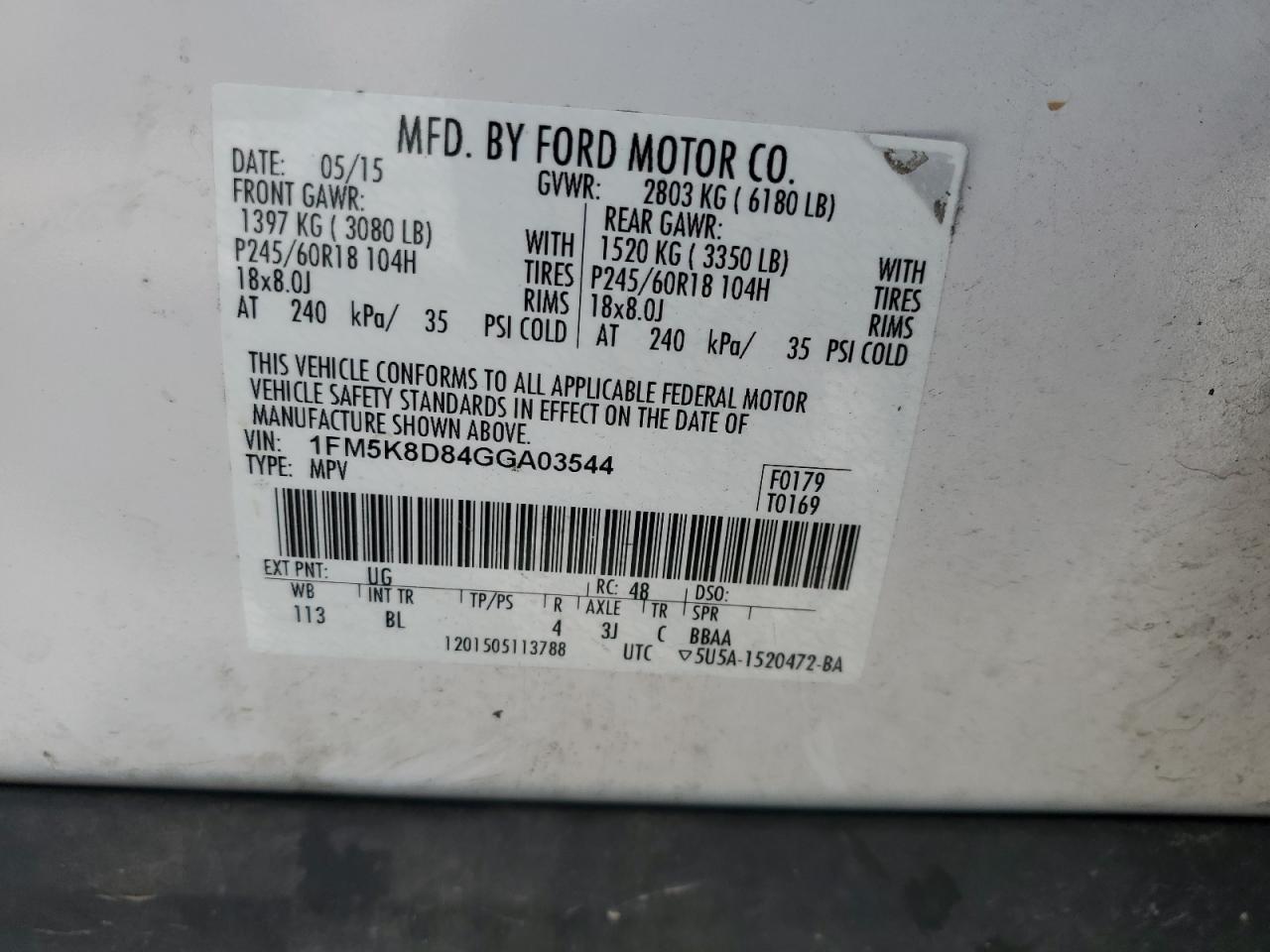 2016 Ford Explorer Xlt VIN: 1FM5K8D84GGA03544 Lot: 55645075