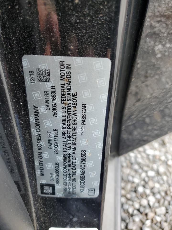 2019 Chevrolet Spark 1Lt VIN: KL8CD6SA8KC758608 Lot: 56463805