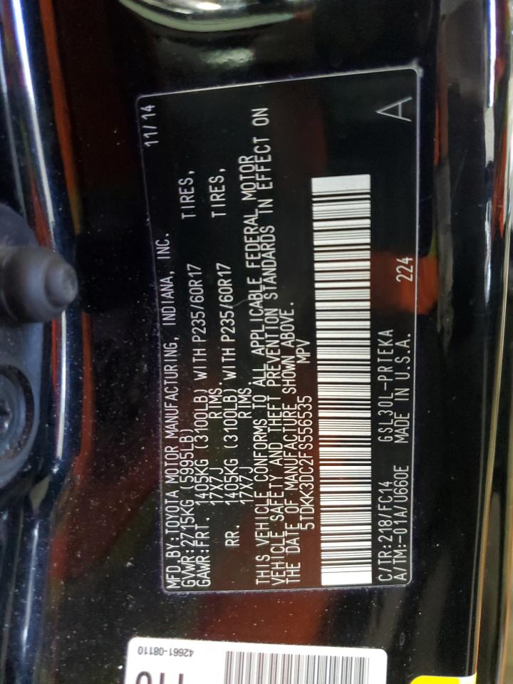 2015 Toyota Sienna Le VIN: 5TDKK3DC2FS556535 Lot: 56310525