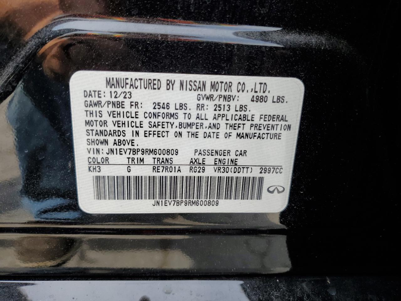 2024 Infiniti Q50 Luxe VIN: JN1EV7BP9RM600809 Lot: 56655465