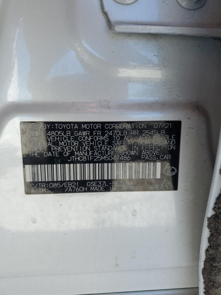 2021 Lexus Is 300 VIN: JTHC81F25M5047486 Lot: 58201405