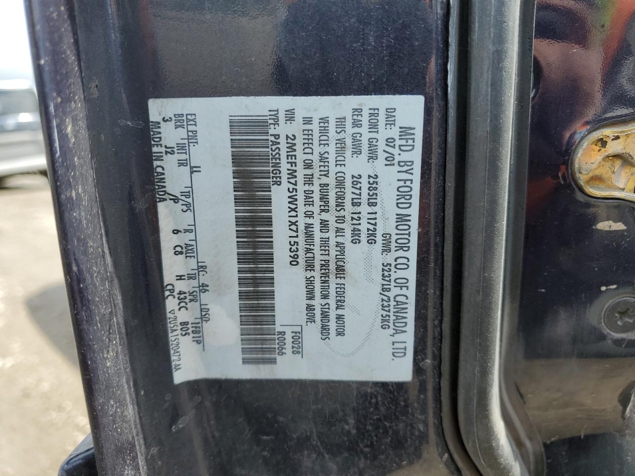 2001 Mercury Grand Marquis Ls VIN: 2MEFM75WX1X715390 Lot: 55746745