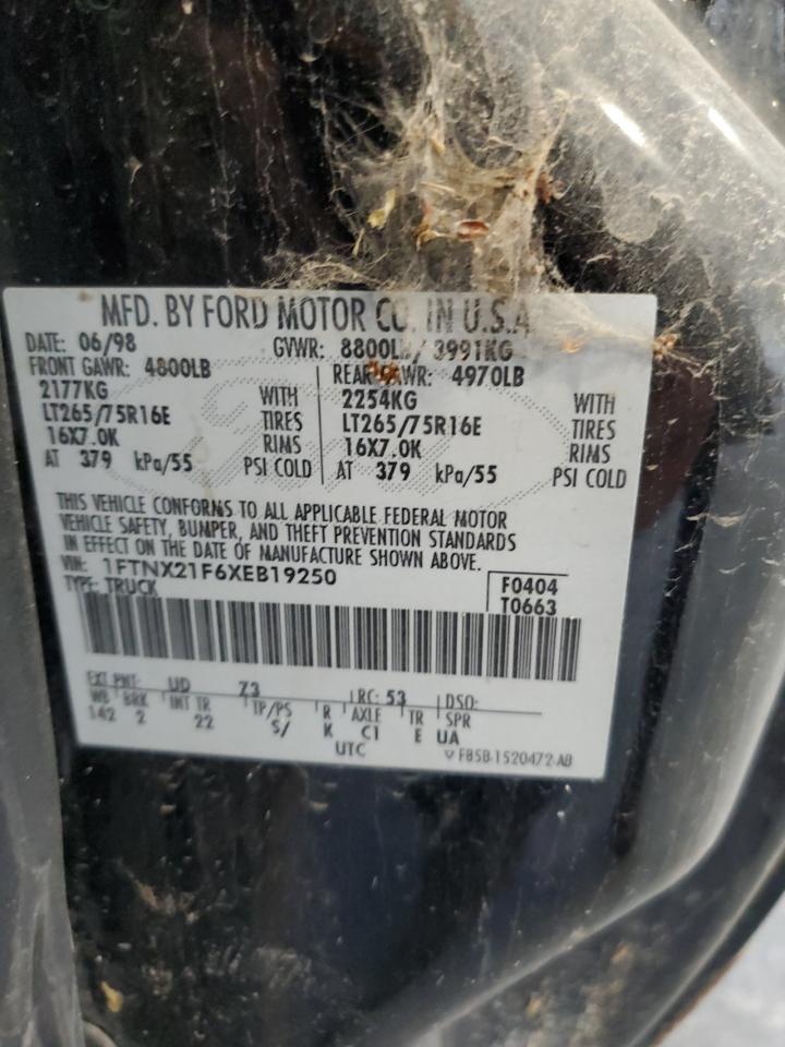 1999 Ford F250 Super Duty VIN: 1FTNX21F6XEB19250 Lot: 56894105