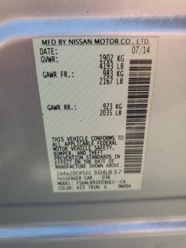 2015 Nissan Leaf S VIN: 1N4AZ0CP5FC306837 Lot: 56731445