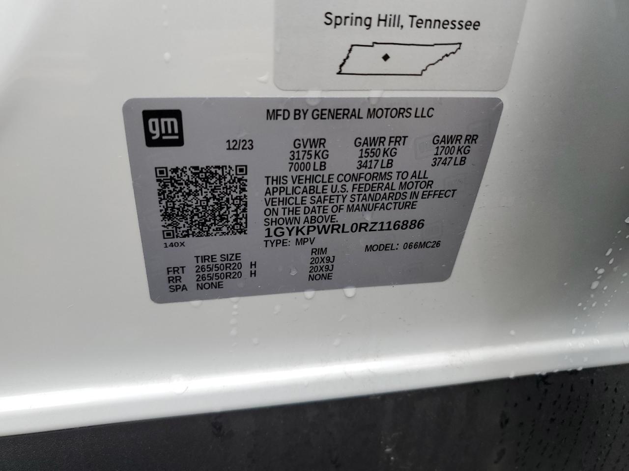 2024 Cadillac Lyriq Sport VIN: 1GYKPWRL0RZ116886 Lot: 56027065