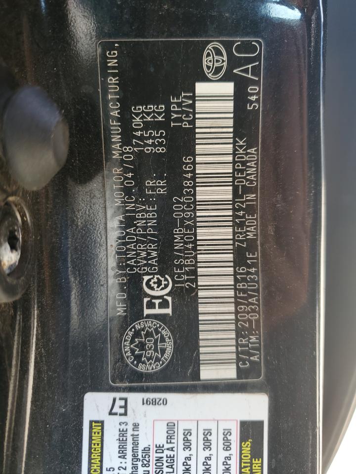 2009 Toyota Corolla Base VIN: 2T1BU40EX9C038466 Lot: 56911275