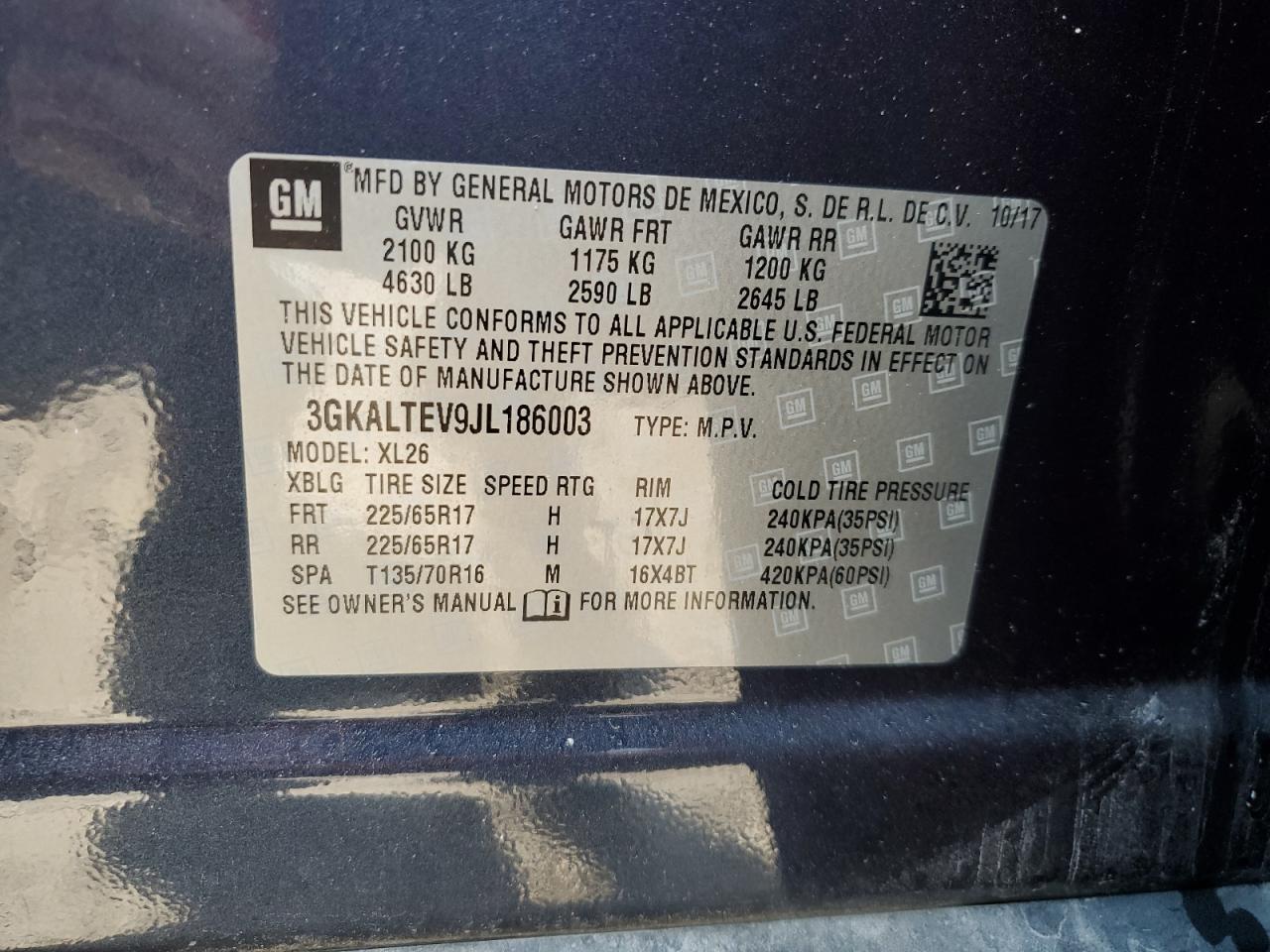 2018 GMC Terrain Sle VIN: 3GKALTEV9JL186003 Lot: 56743635
