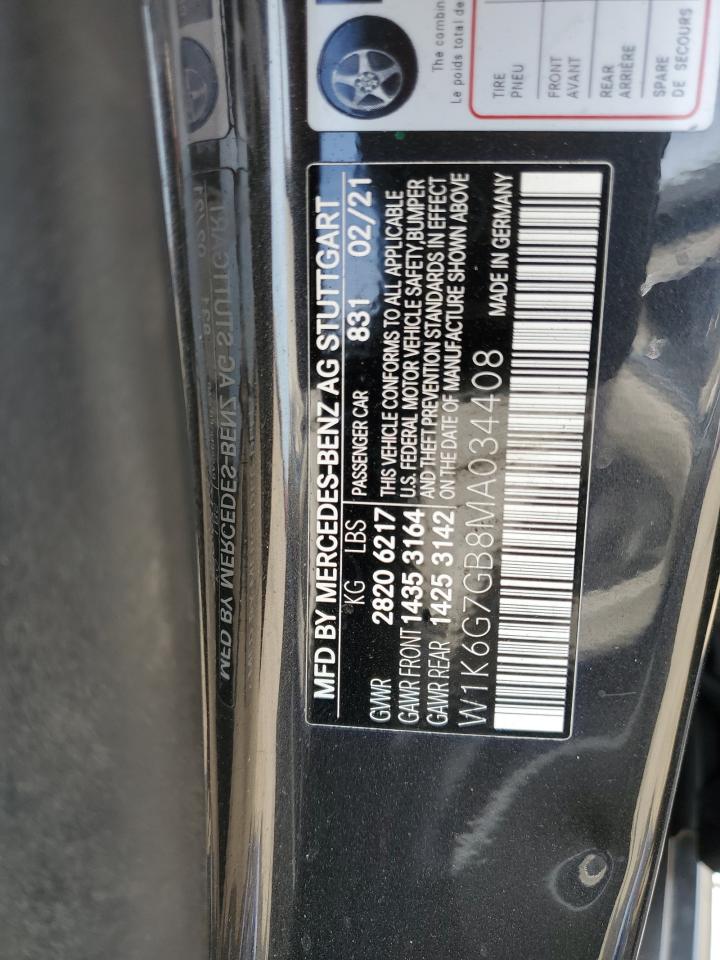 2021 Mercedes-Benz S 580 4Matic VIN: W1K6G7GB8MA034408 Lot: 57078665