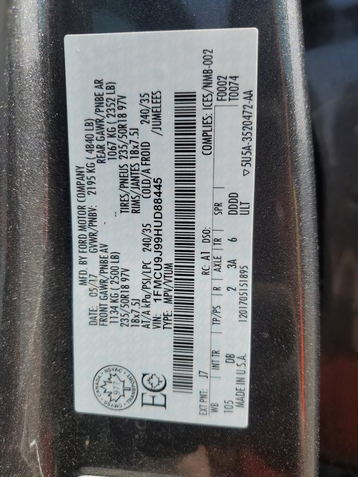 2017 Ford Escape Titanium VIN: 1FMCU9J99HUD88445 Lot: 57135595