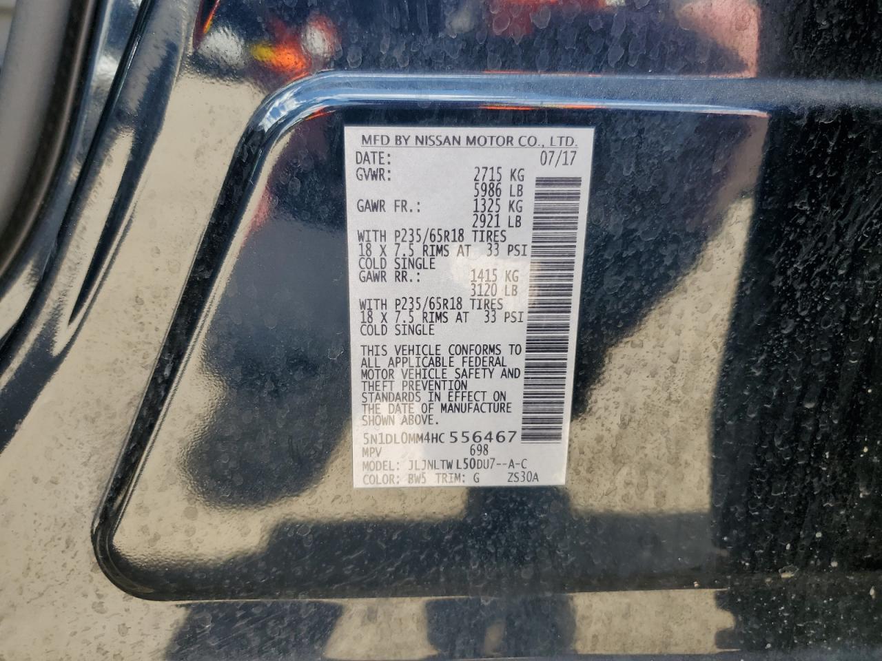 2017 Infiniti Qx60 VIN: 5N1DL0MM4HC556467 Lot: 56487455