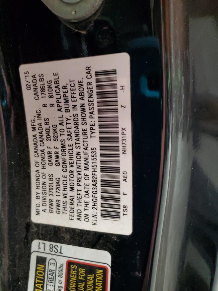 2015 Honda Civic Ex VIN: 2HGFG3A82FH515535 Lot: 56917675