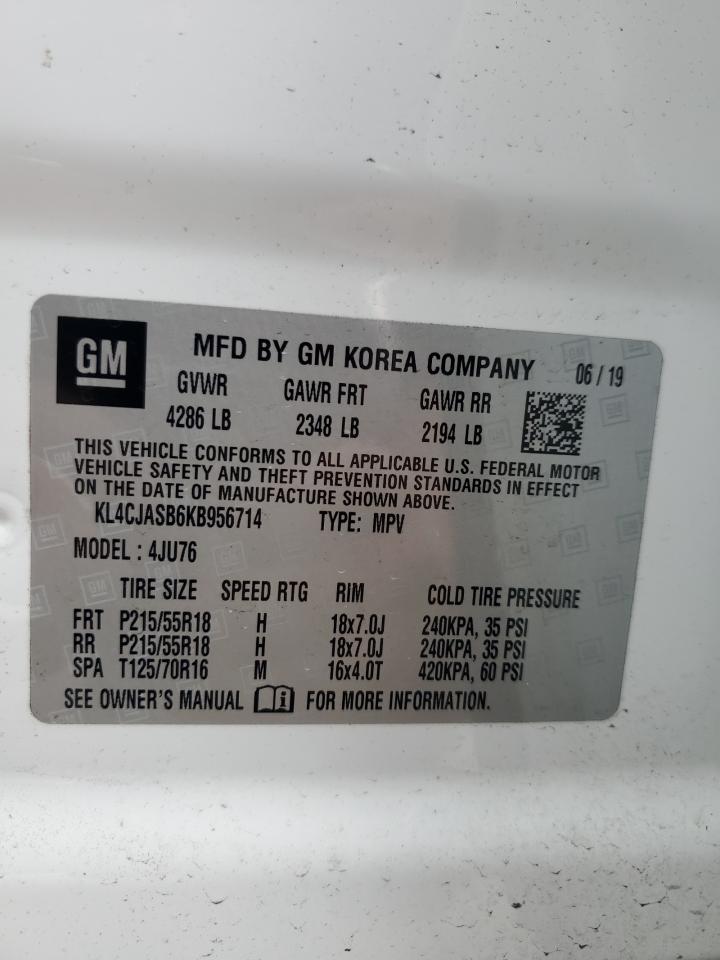 2019 Buick Encore Preferred VIN: KL4CJASB6KB956714 Lot: 56122485
