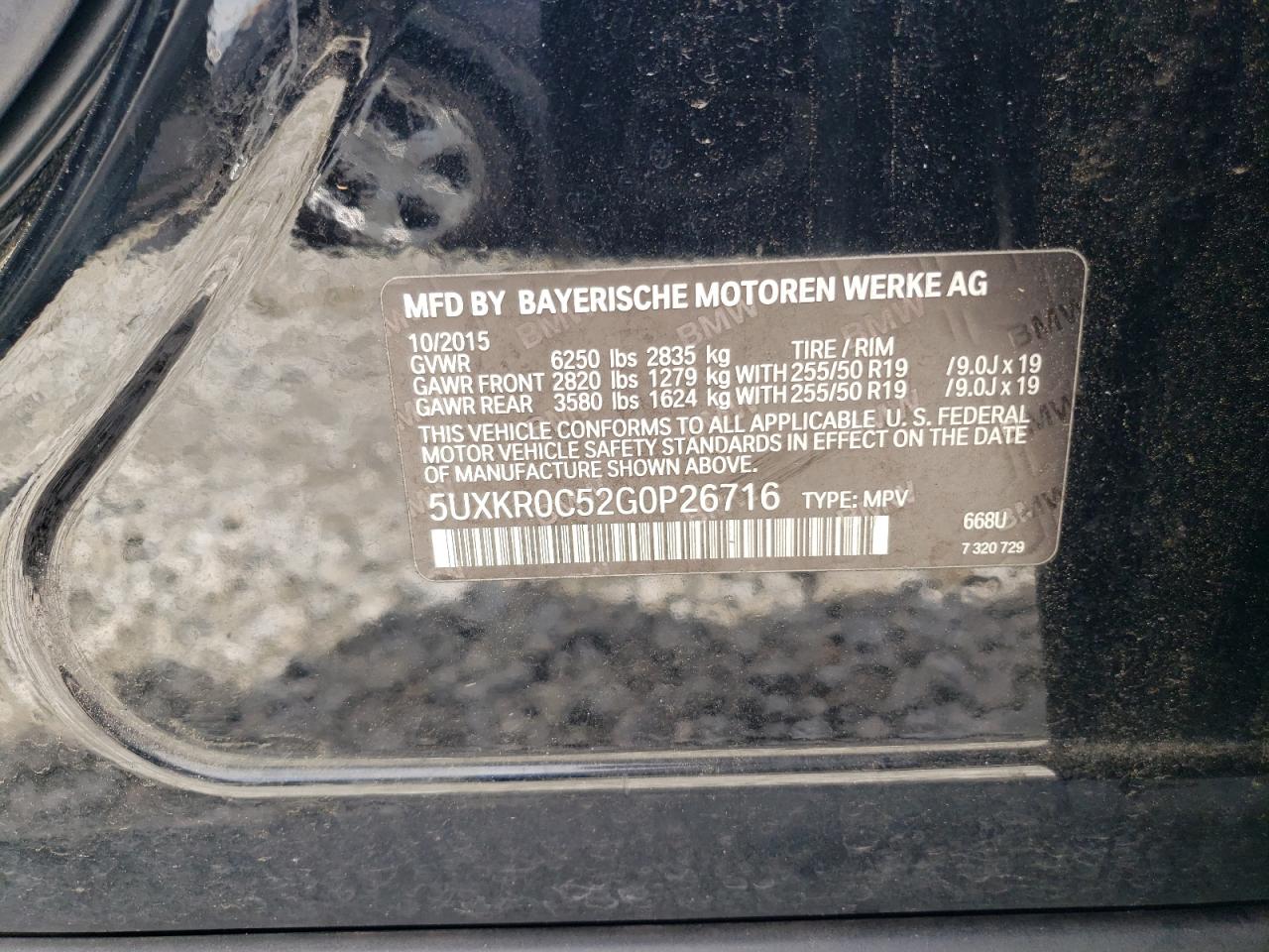 2016 BMW X5 xDrive35I VIN: 5UXKR0C52G0P26716 Lot: 56028275