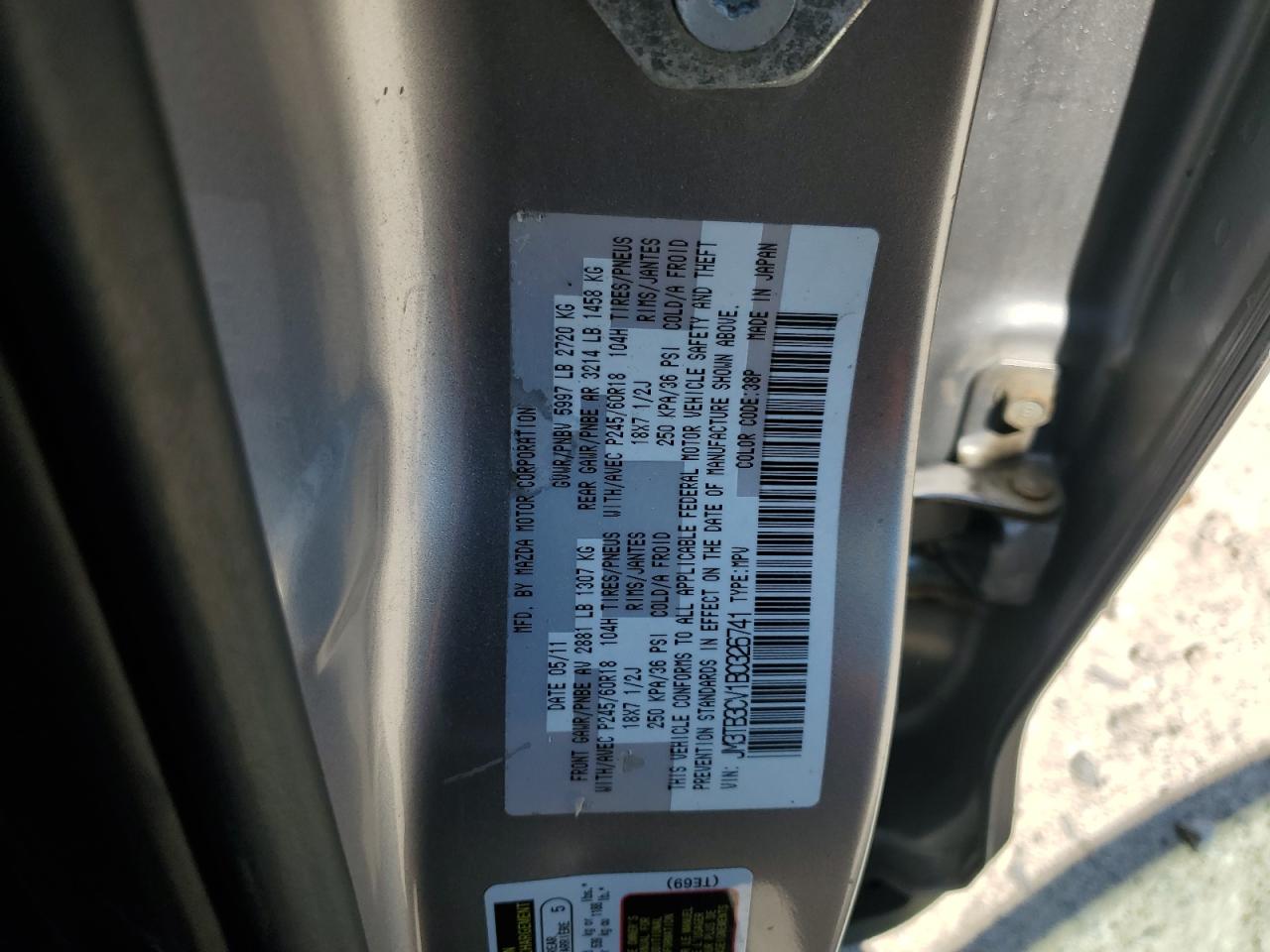 2011 Mazda Cx-9 VIN: JM3TB3CV1B0326741 Lot: 56518075