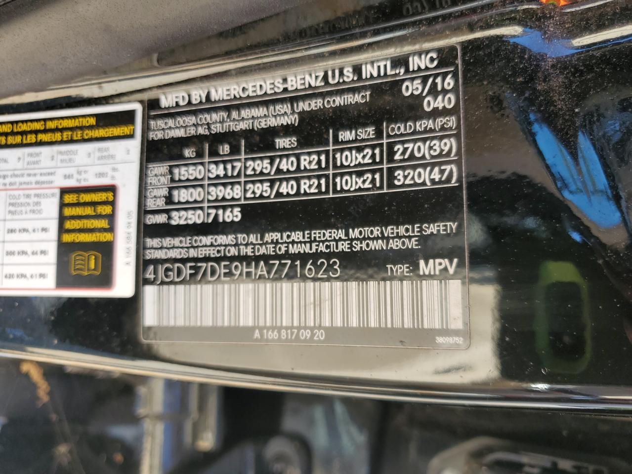 2017 Mercedes-Benz Gls 550 4Matic VIN: 4JGDF7DE9HA771623 Lot: 55745455
