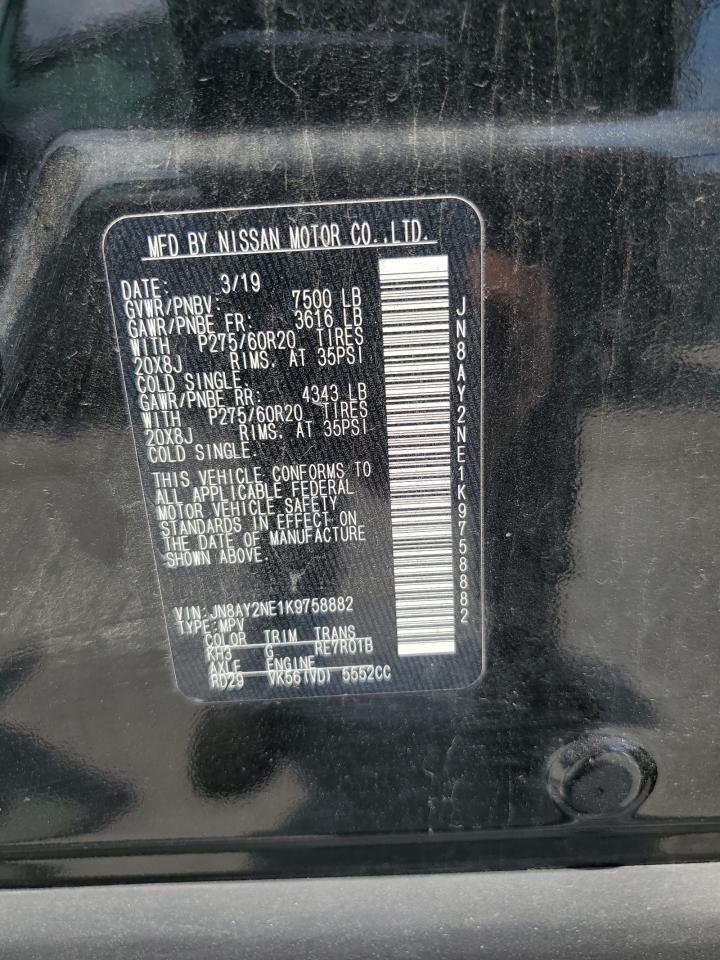 2019 Nissan Armada Platinum VIN: JN8AY2NE1K9758882 Lot: 57043025