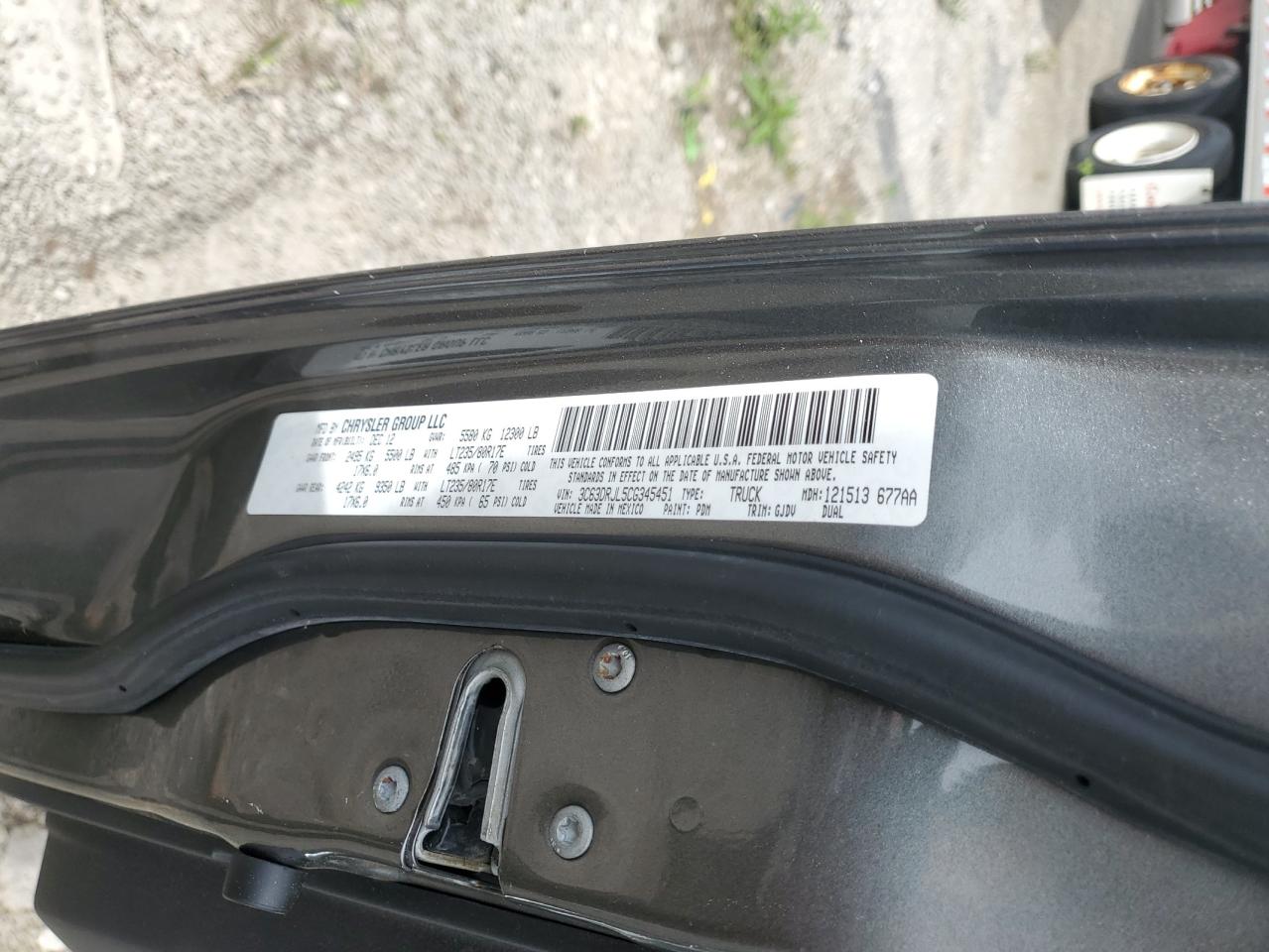 2012 Dodge Ram 3500 Laramie VIN: 3C63DRJL5CG345451 Lot: 54142505