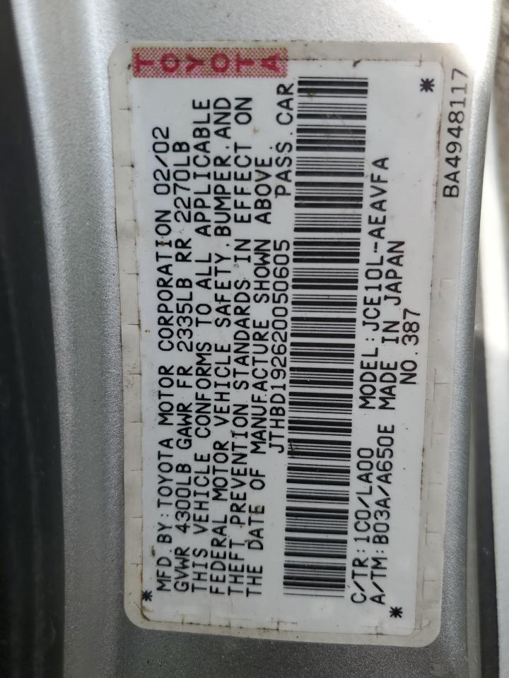 2002 Lexus Is 300 VIN: JTHBD192620050605 Lot: 58450895