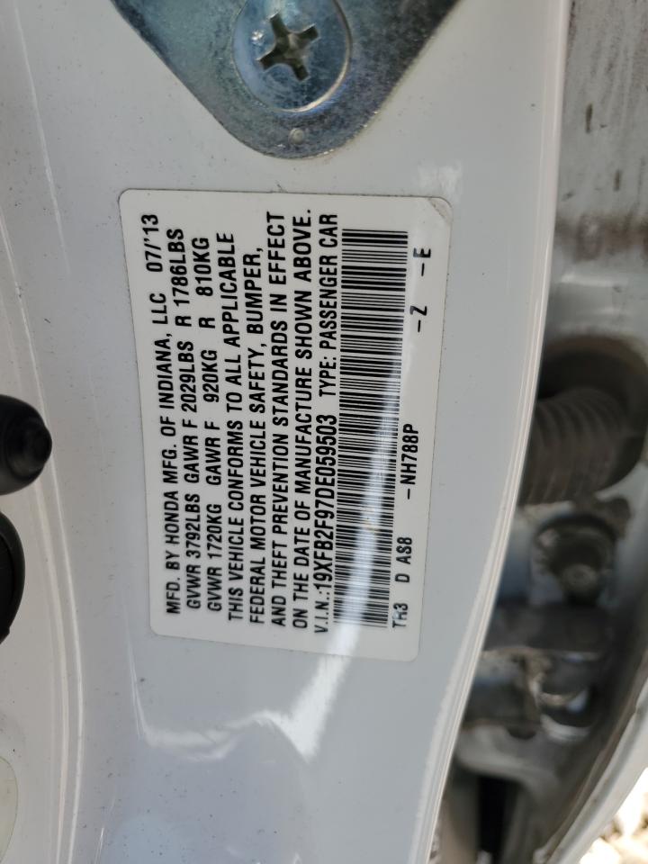 2013 Honda Civic Exl VIN: 19XFB2F97DE059503 Lot: 58807205