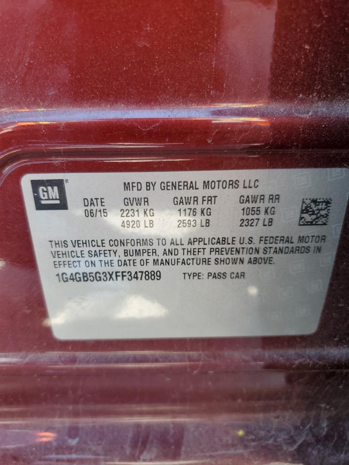 2015 Buick Lacrosse VIN: 1G4GB5G3XFF347889 Lot: 56757635
