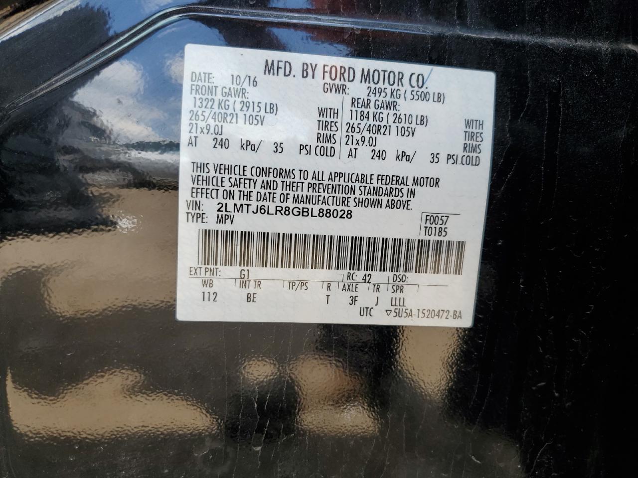 2016 Lincoln Mkx Reserve VIN: 2LMTJ6LR8GBL88028 Lot: 56547175