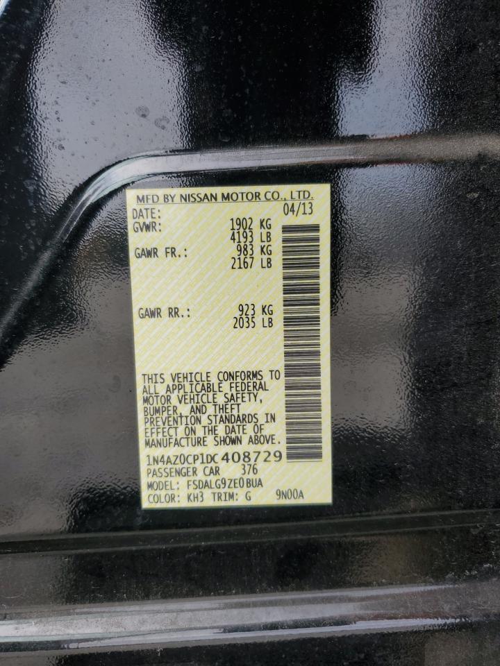 2013 Nissan Leaf S VIN: 1N4AZ0CP1DC408729 Lot: 57036265