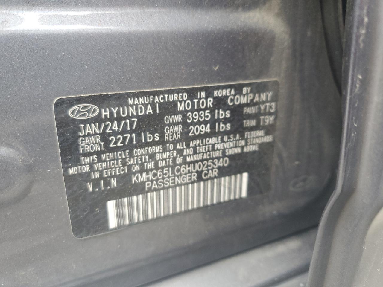2017 Hyundai Ioniq Blue VIN: KMHC65LC6HU025340 Lot: 56548925