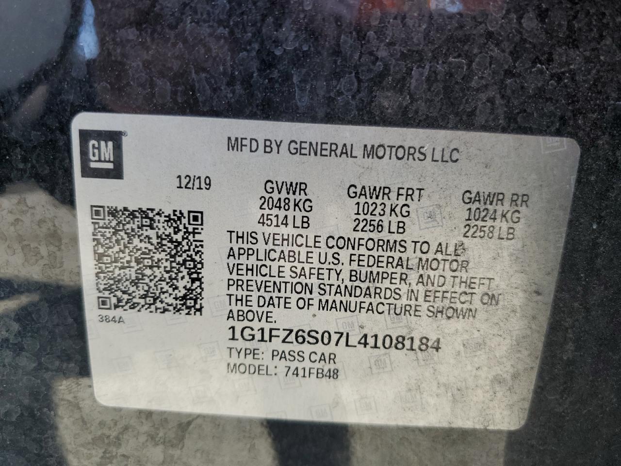 2020 Chevrolet Bolt Ev Premier VIN: 1G1FZ6S07L4108184 Lot: 55855655