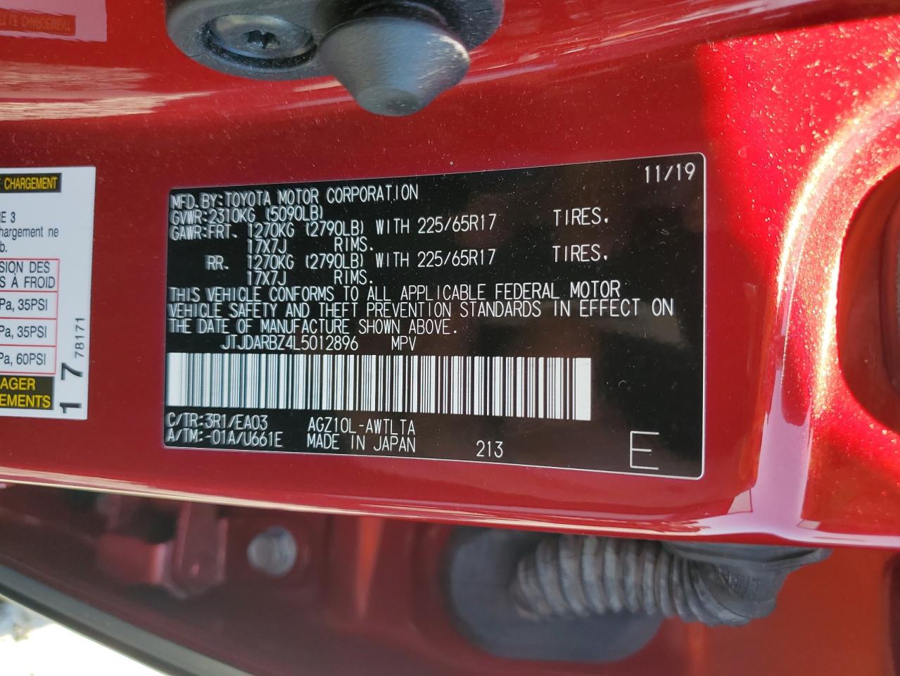 2020 Lexus Nx 300 VIN: JTJDARBZ4L5012896 Lot: 56951675