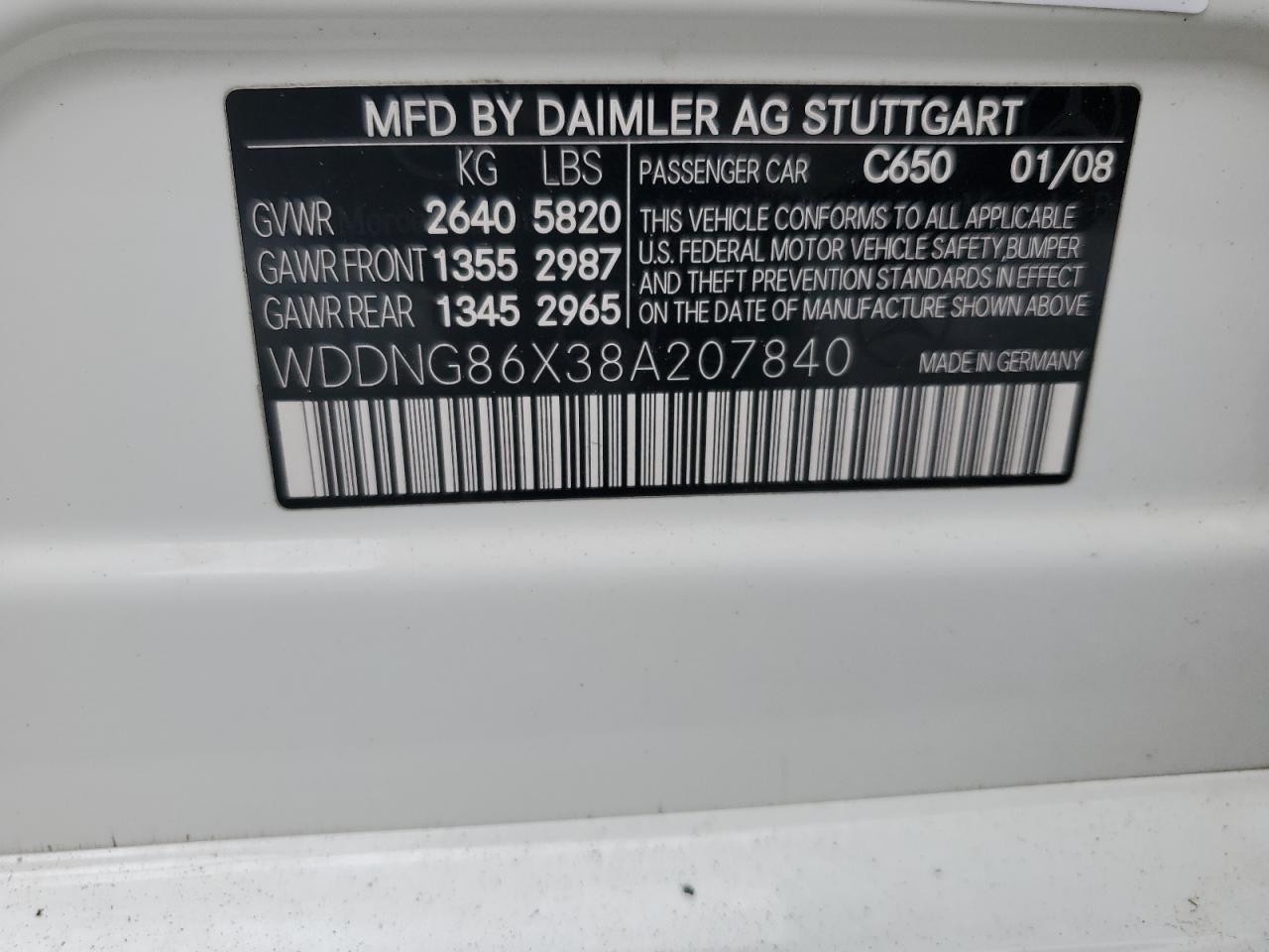 2008 Mercedes-Benz S 550 4Matic VIN: WDDNG86X38A207840 Lot: 57403945