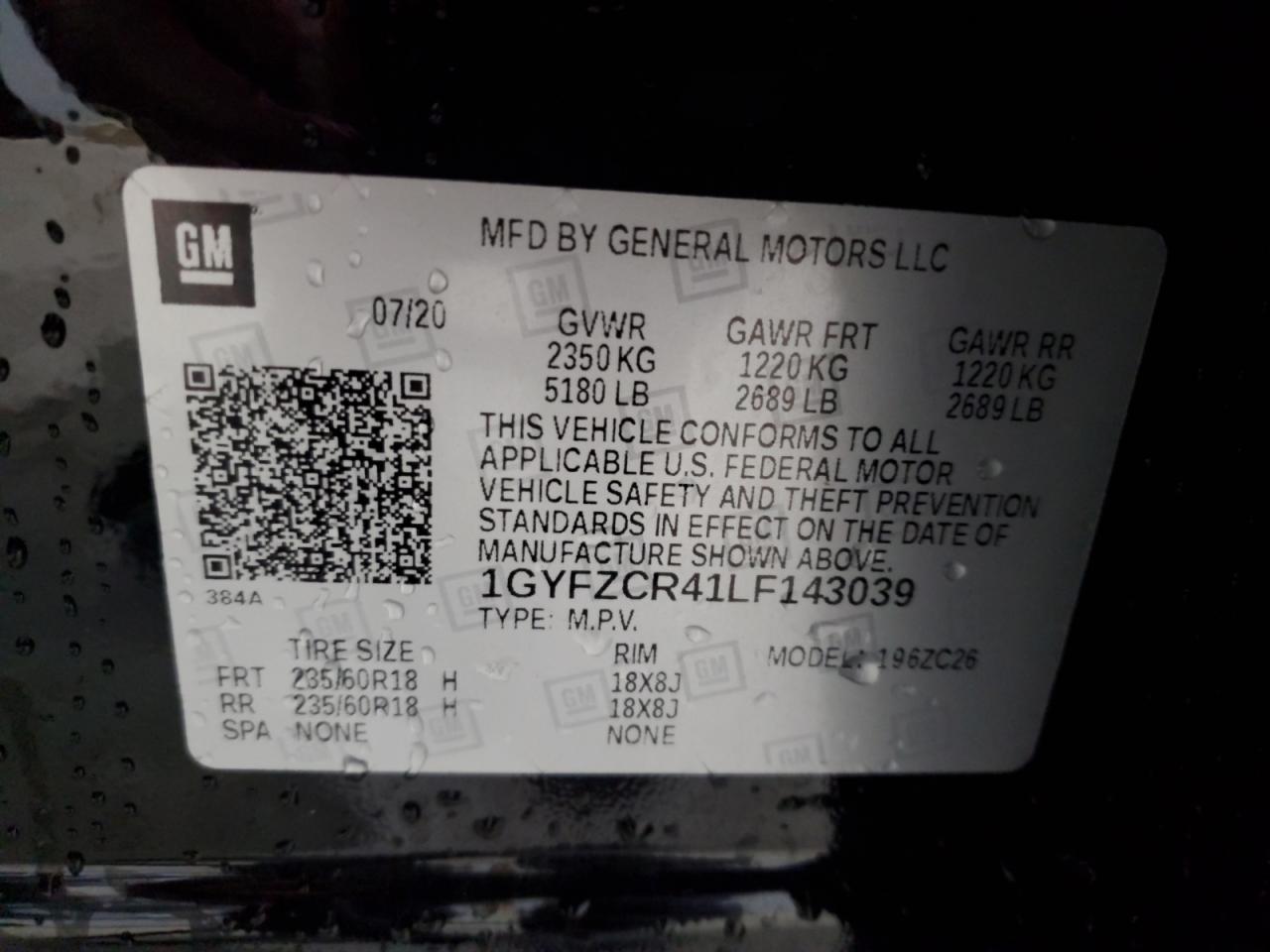 2020 Cadillac Xt4 Premium Luxury VIN: 1GYFZCR41LF143039 Lot: 57164005