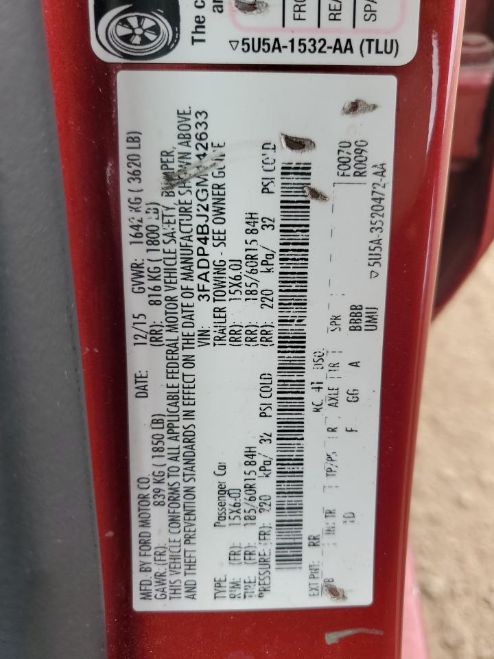 2016 Ford Fiesta Se VIN: 3FADP4BJ2GM142633 Lot: 55578185