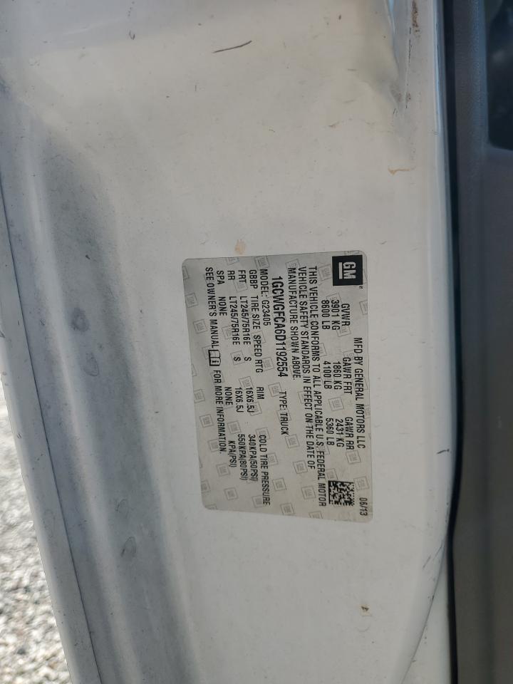 2013 Chevrolet Express G2500 VIN: 1GCWGFCA6D1192554 Lot: 54871625