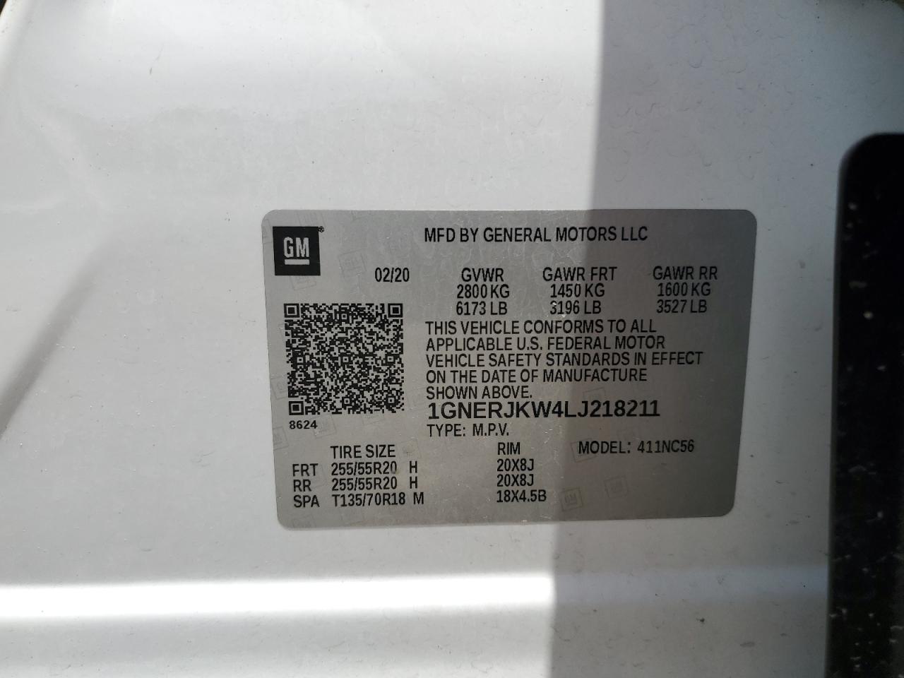 2020 Chevrolet Traverse Rs VIN: 1GNERJKW4LJ218211 Lot: 56874855