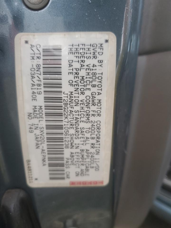 2001 Toyota Camry Ce VIN: JT2BG22K710561238 Lot: 56686255